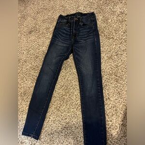 High rise dark wash skinny jeans